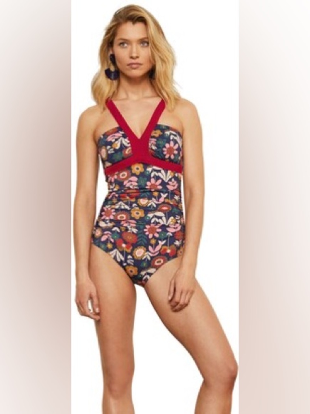 Boden Corsica Tankini Set Bloom Floral French Navy Multi Size 4 - Picture 2 of 9
